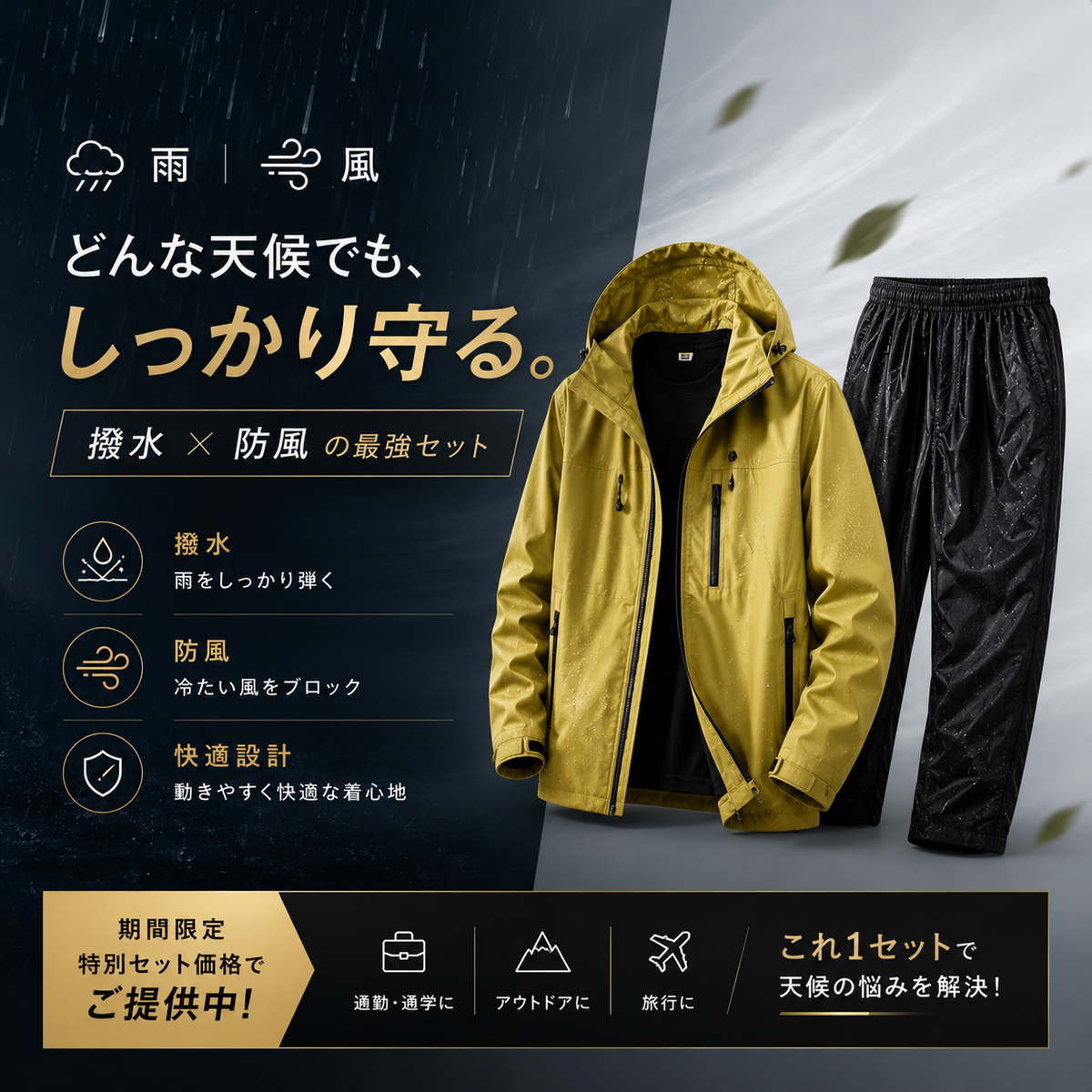全天候型 撥水マウンテンパーカー｜男女兼用
